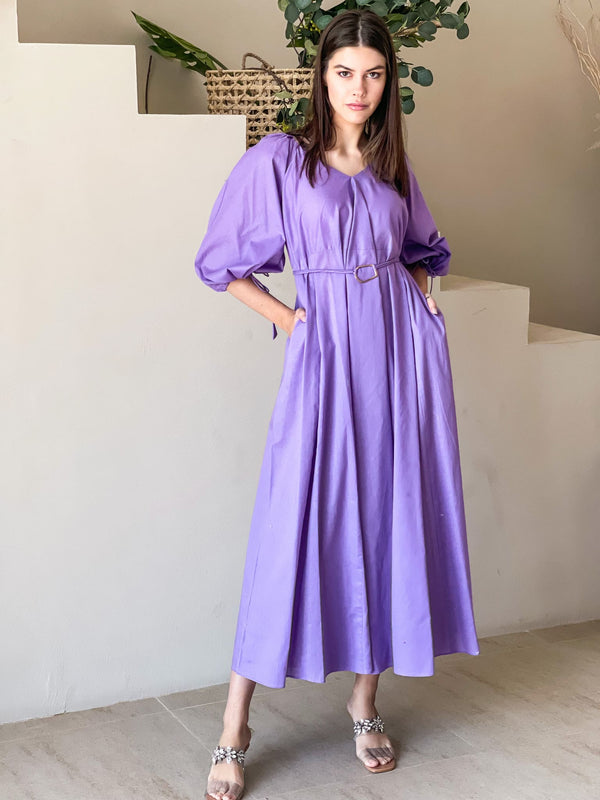Plumage Lilac Long Dress with Pockets