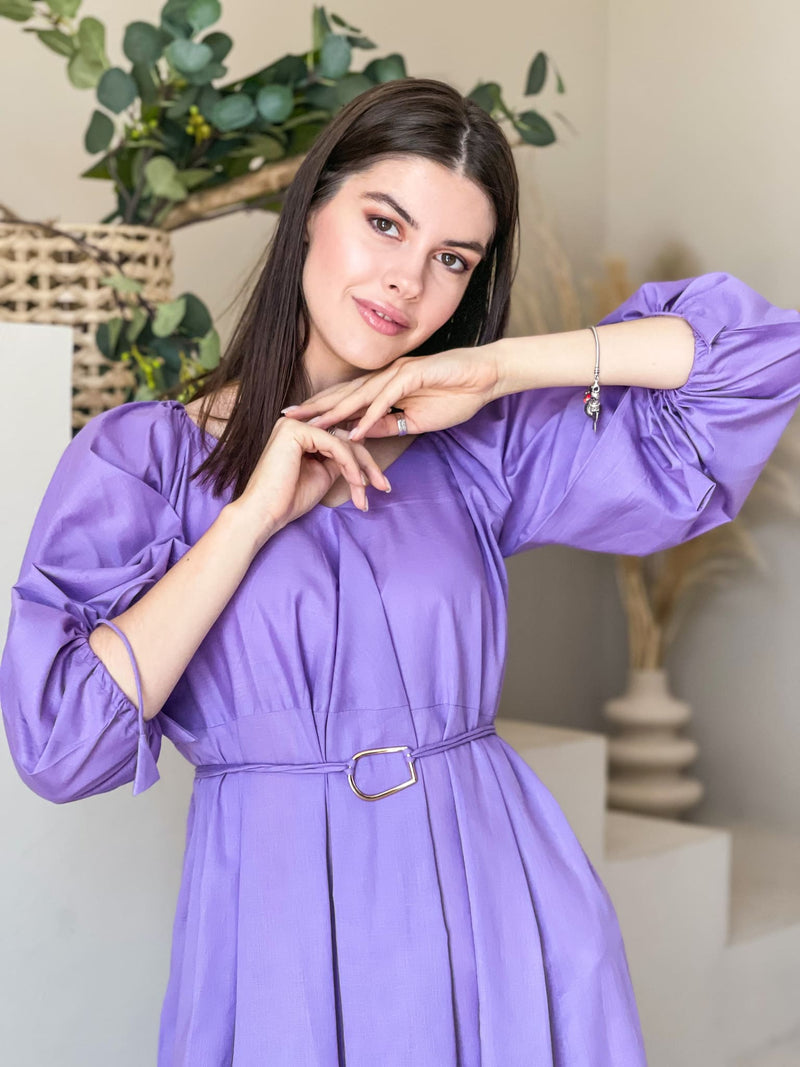 Plumage Lilac Long Dress with Pockets