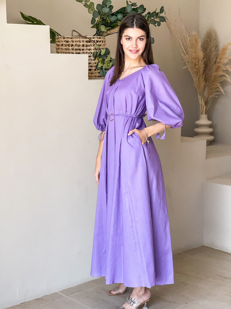 Plumage Lilac Long Dress with Pockets