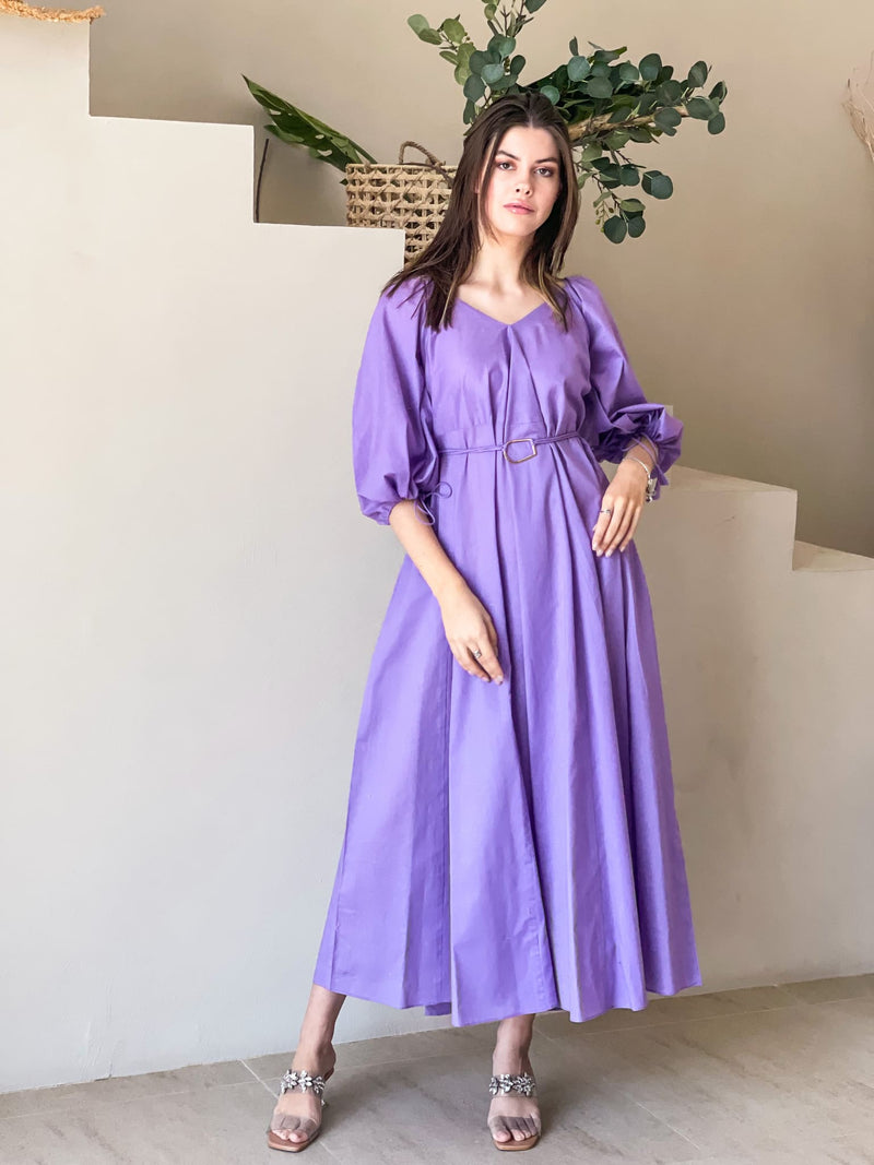 Plumage Lilac Long Dress with Pockets