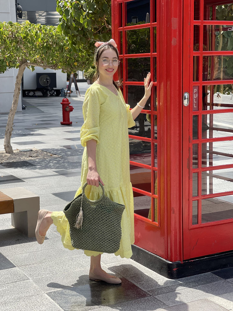 Alice Lime Cutwork Long Dress