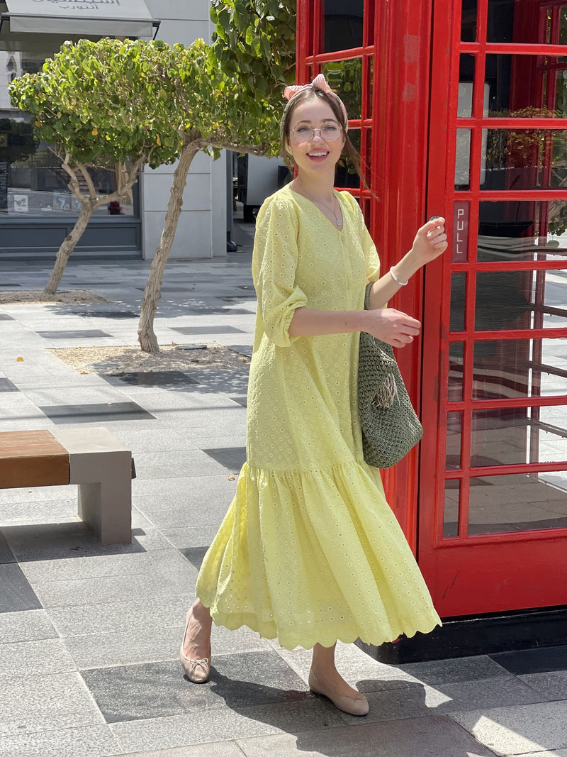 Alice Lime Cutwork Long Dress