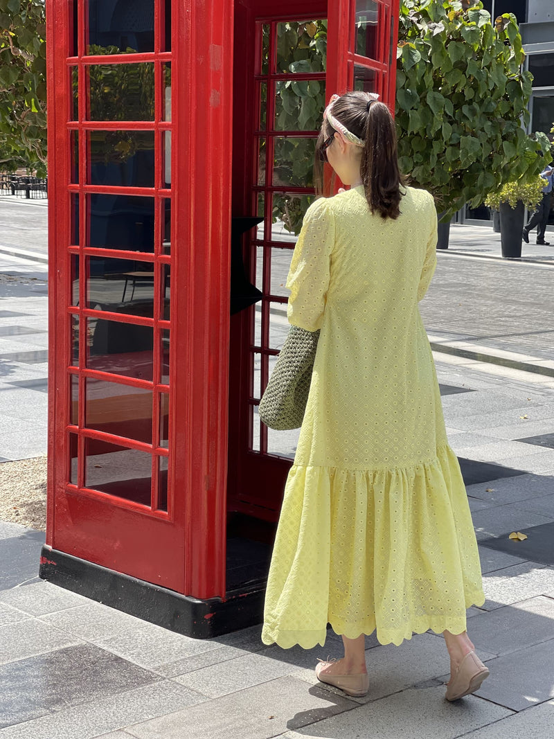 Alice Lime Cutwork Long Dress