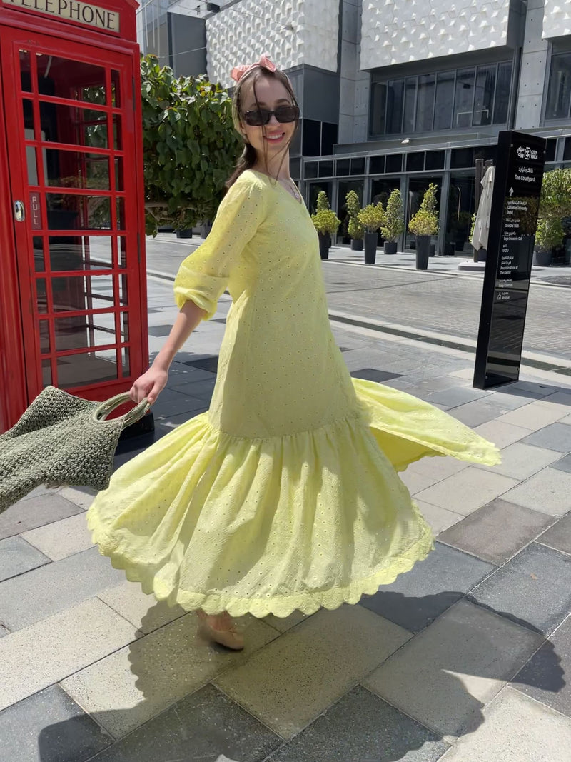 Alice Lime Cutwork Long Dress