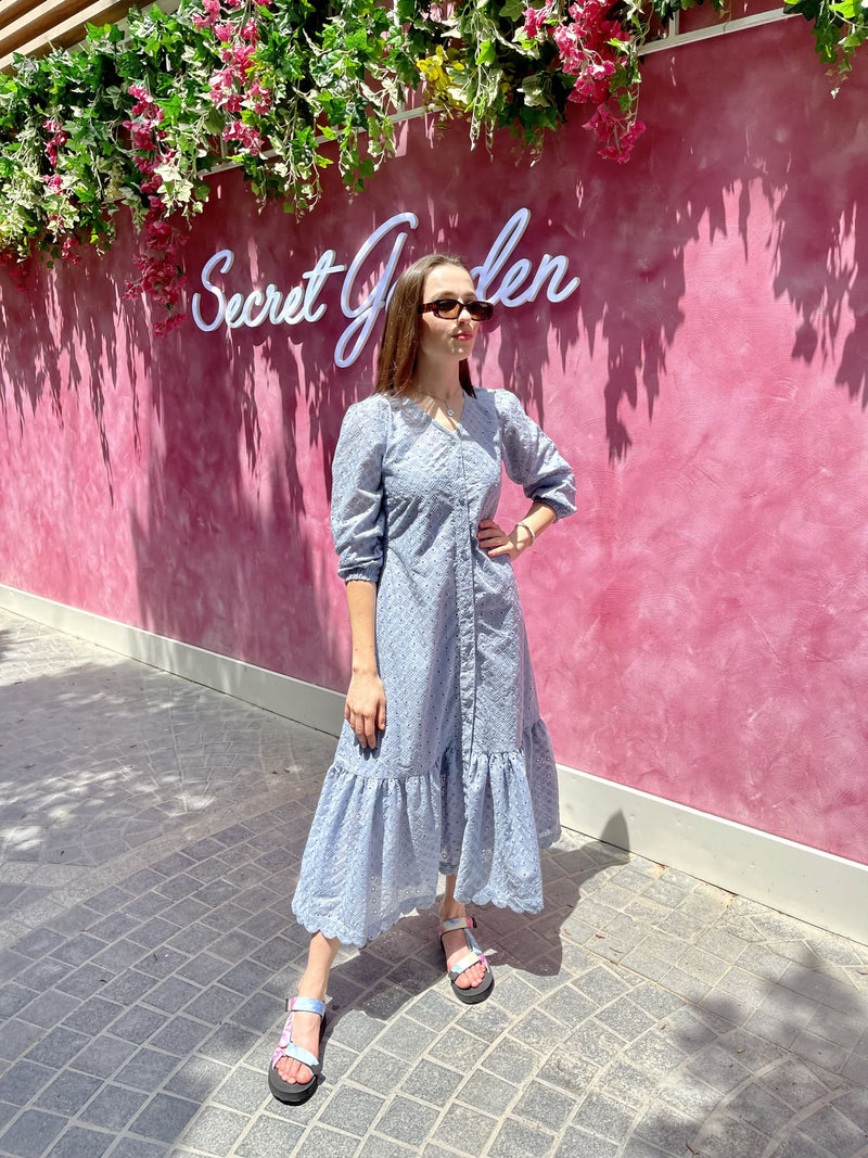 Alice Blue Cutwork Long Dress