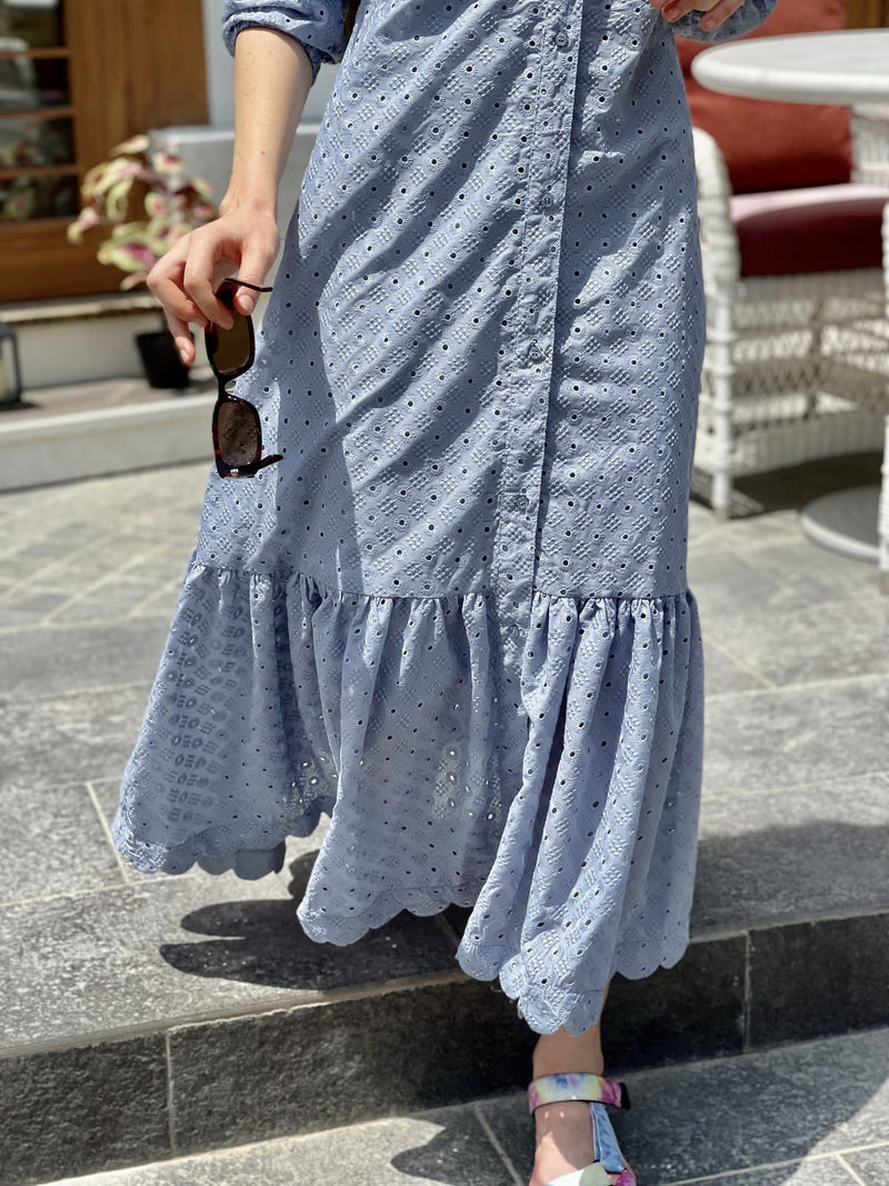 Alice Blue Cutwork Long Dress