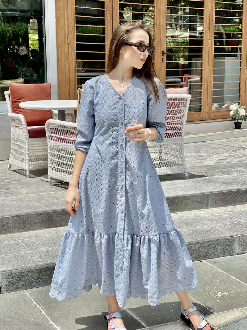 Alice Blue Cutwork Long Dress