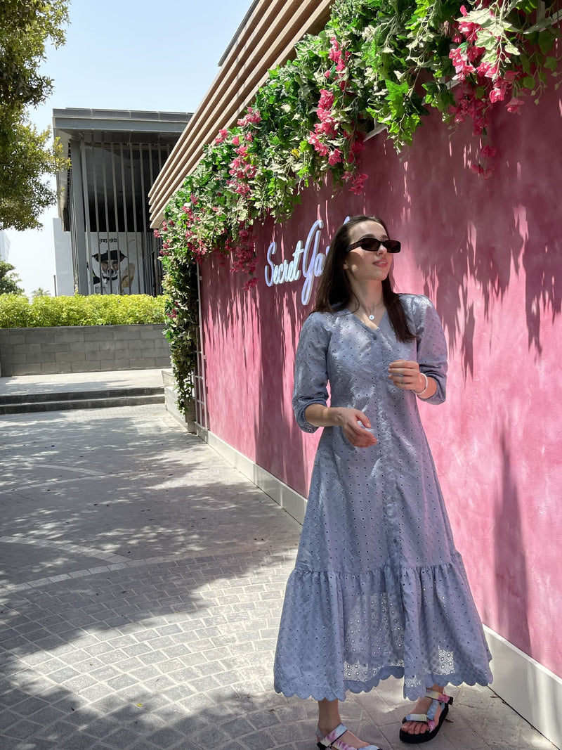 Alice Blue Cutwork Long Dress