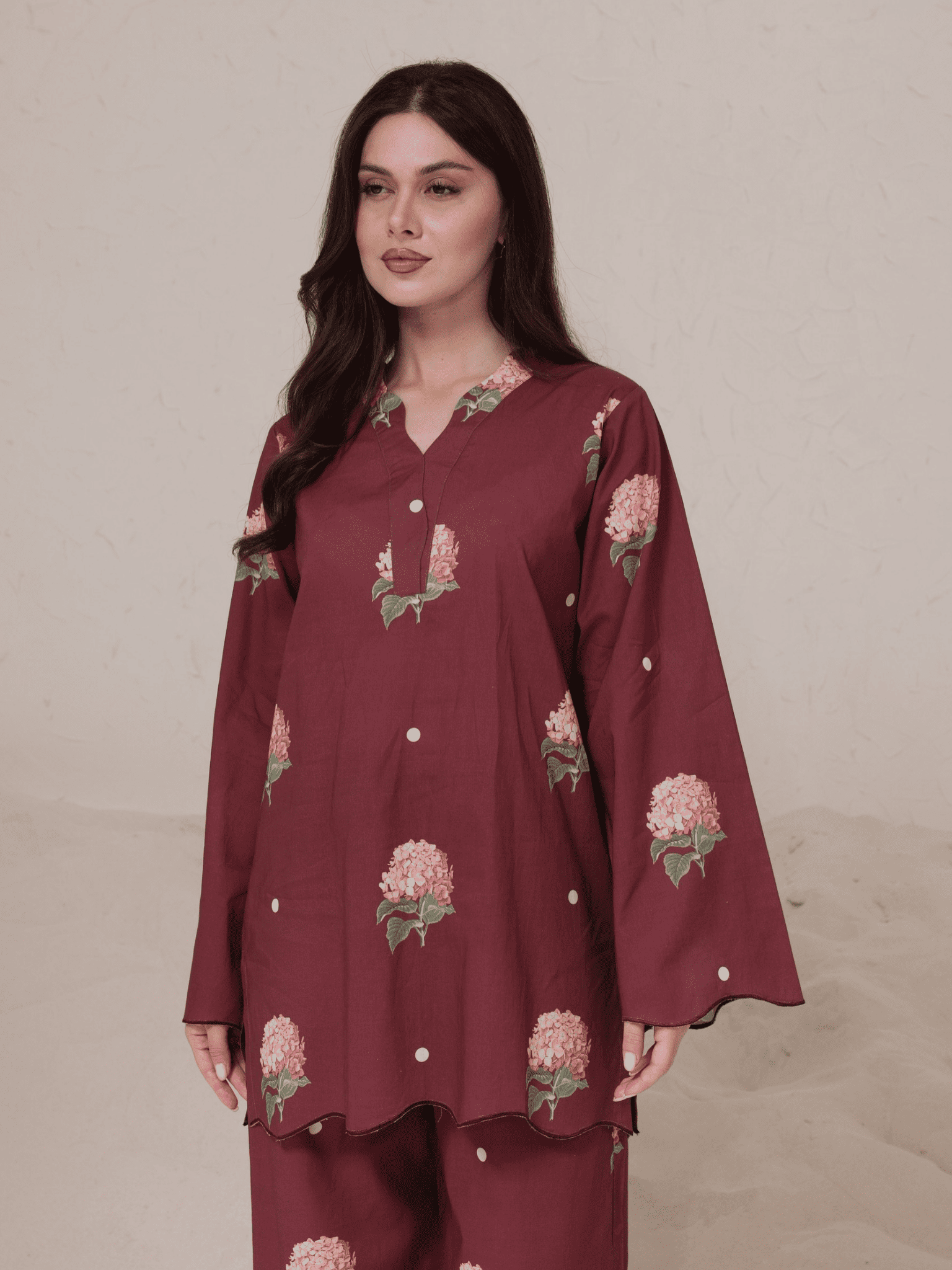 Mitzi Maroon Pop Wavy Shirt