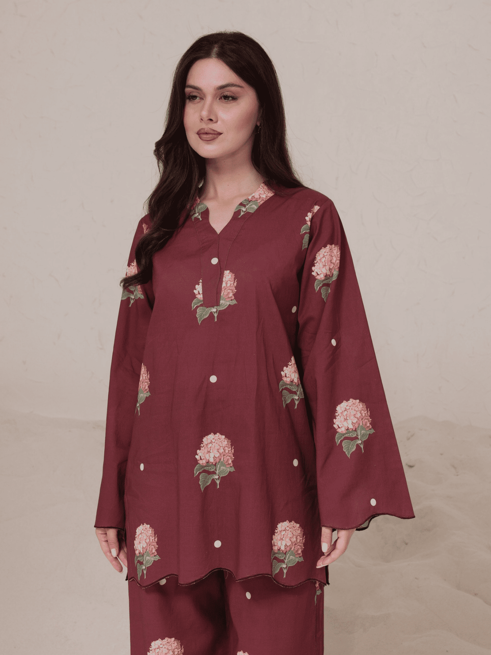 Mitzi Maroon Pop Wavy Shirt