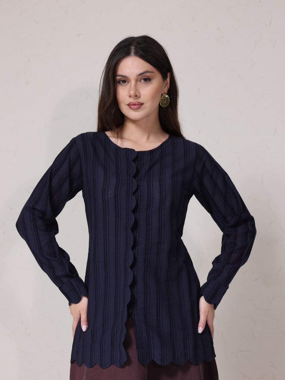 Willa Scalloped Texture Shirt