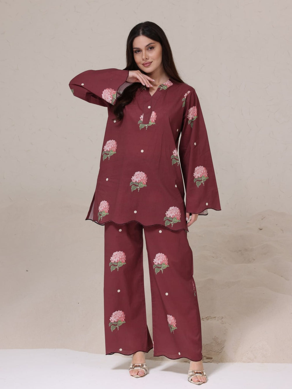 Mitzi Maroon Pop Wavy Pants