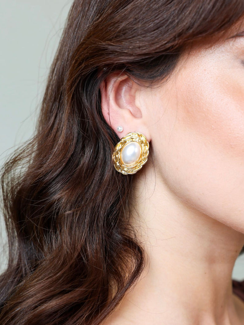 Manor Pearl Golden Earrings