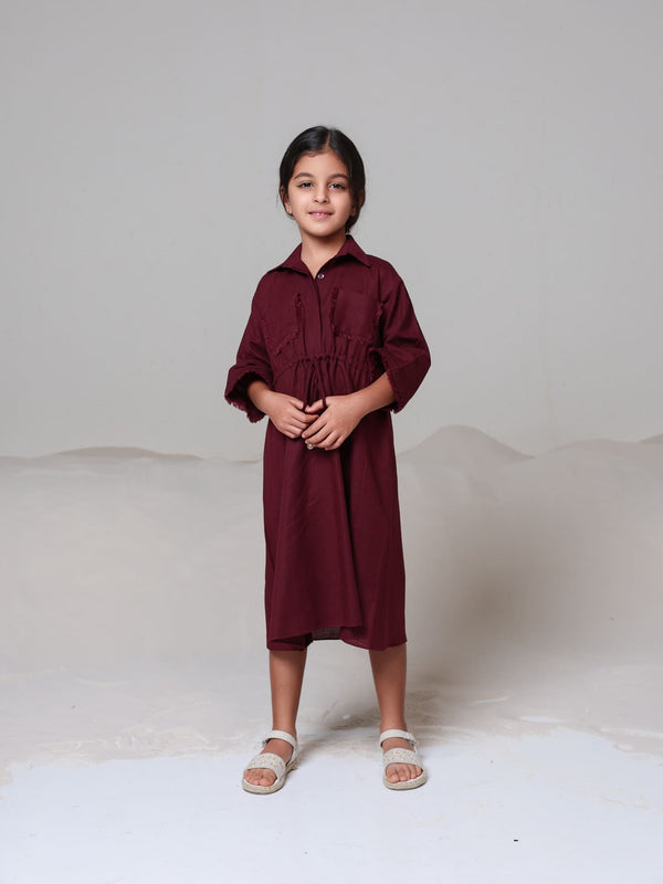 Mini Noelle Maroon Dress For Girls