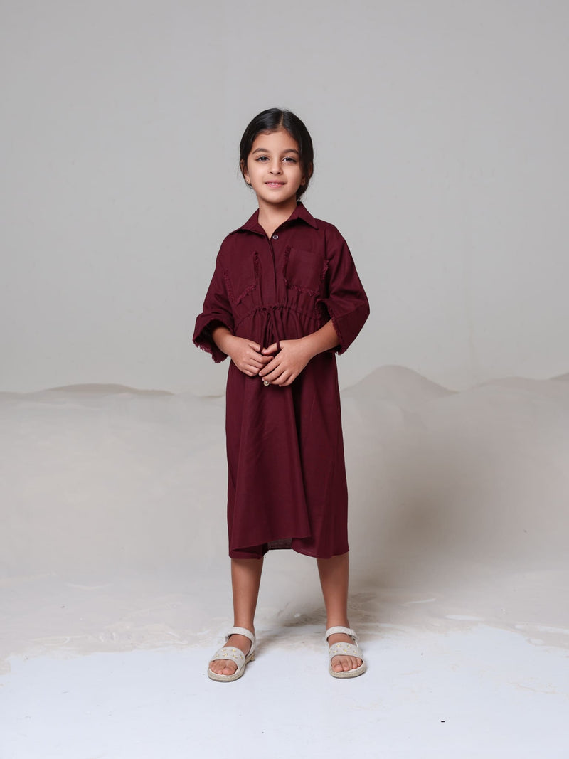 Mini Noelle Maroon Dress For Girls