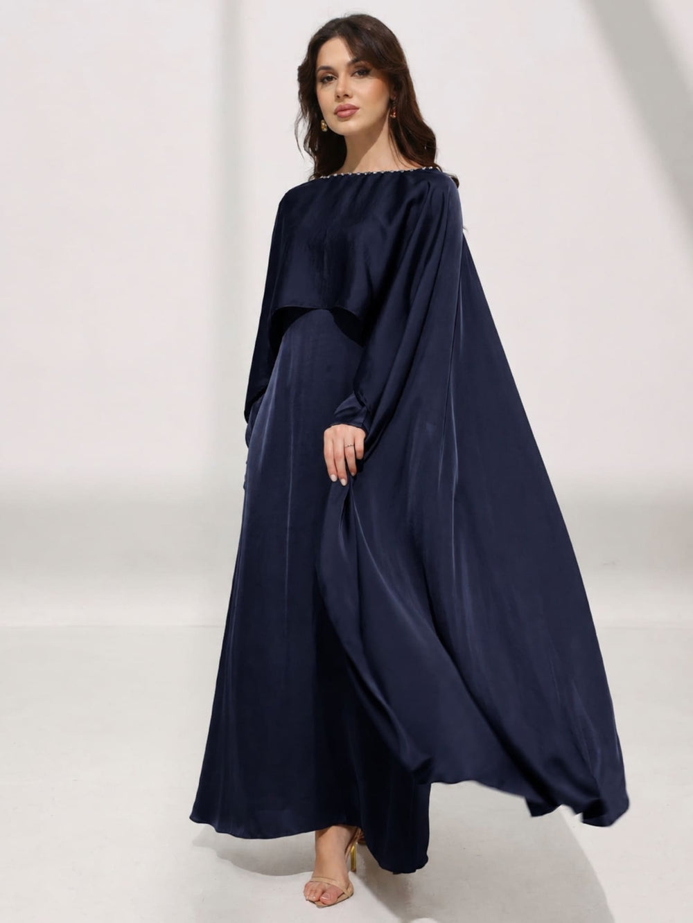 Ferisha Blue Embellished Cape And Dress