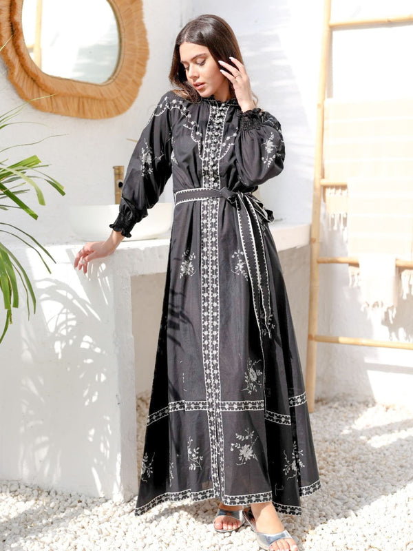 Megara Black Cotton Dress