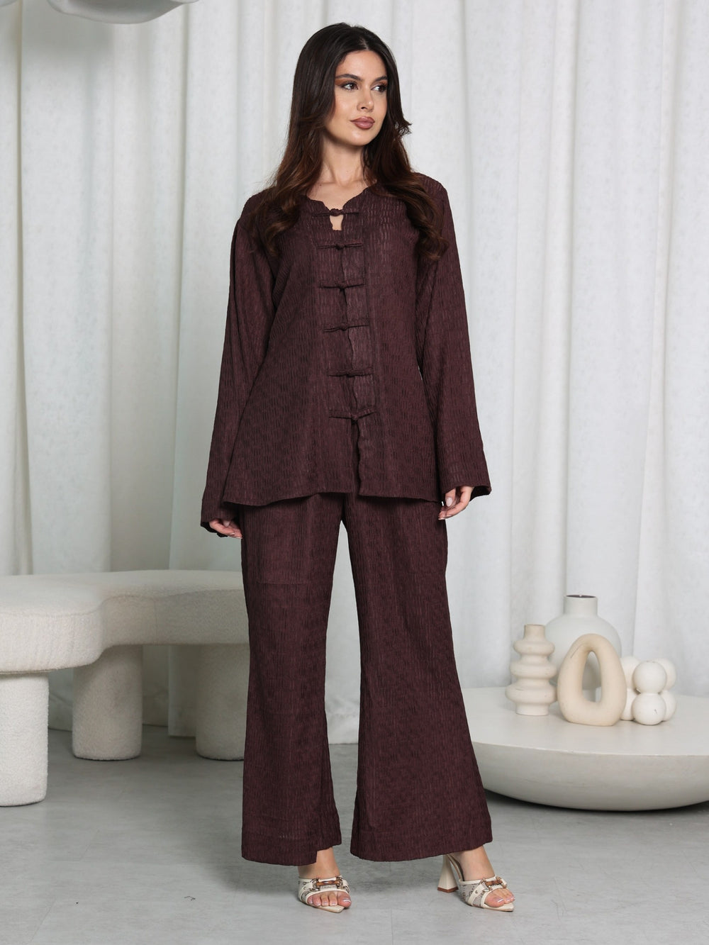 Rio Swirl Textured Brown Pants