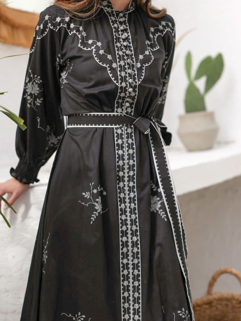 Megara Black Cotton Dress