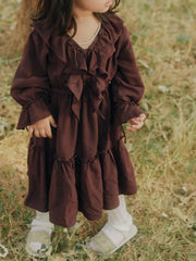 Mini Bruna Brown Frill Dress For Girls