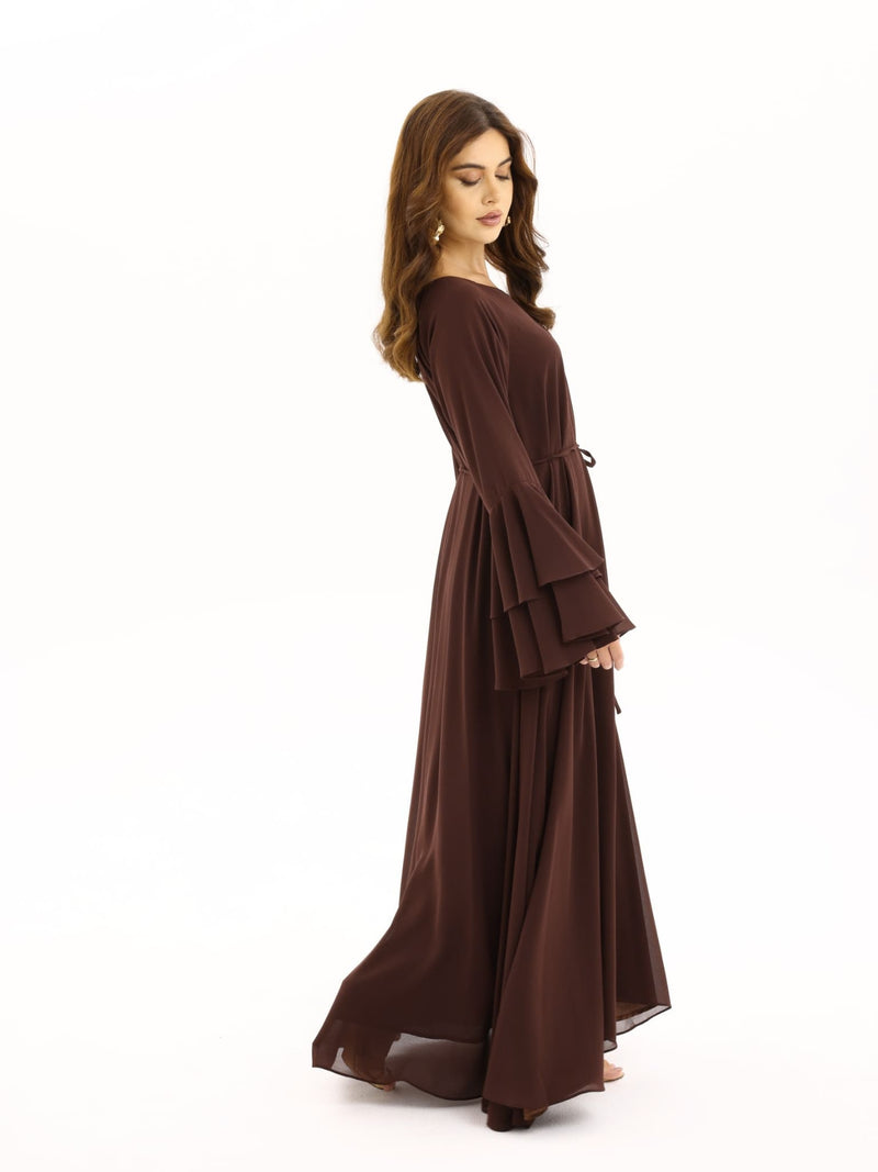 Anna Brown Chiffon Long Dress