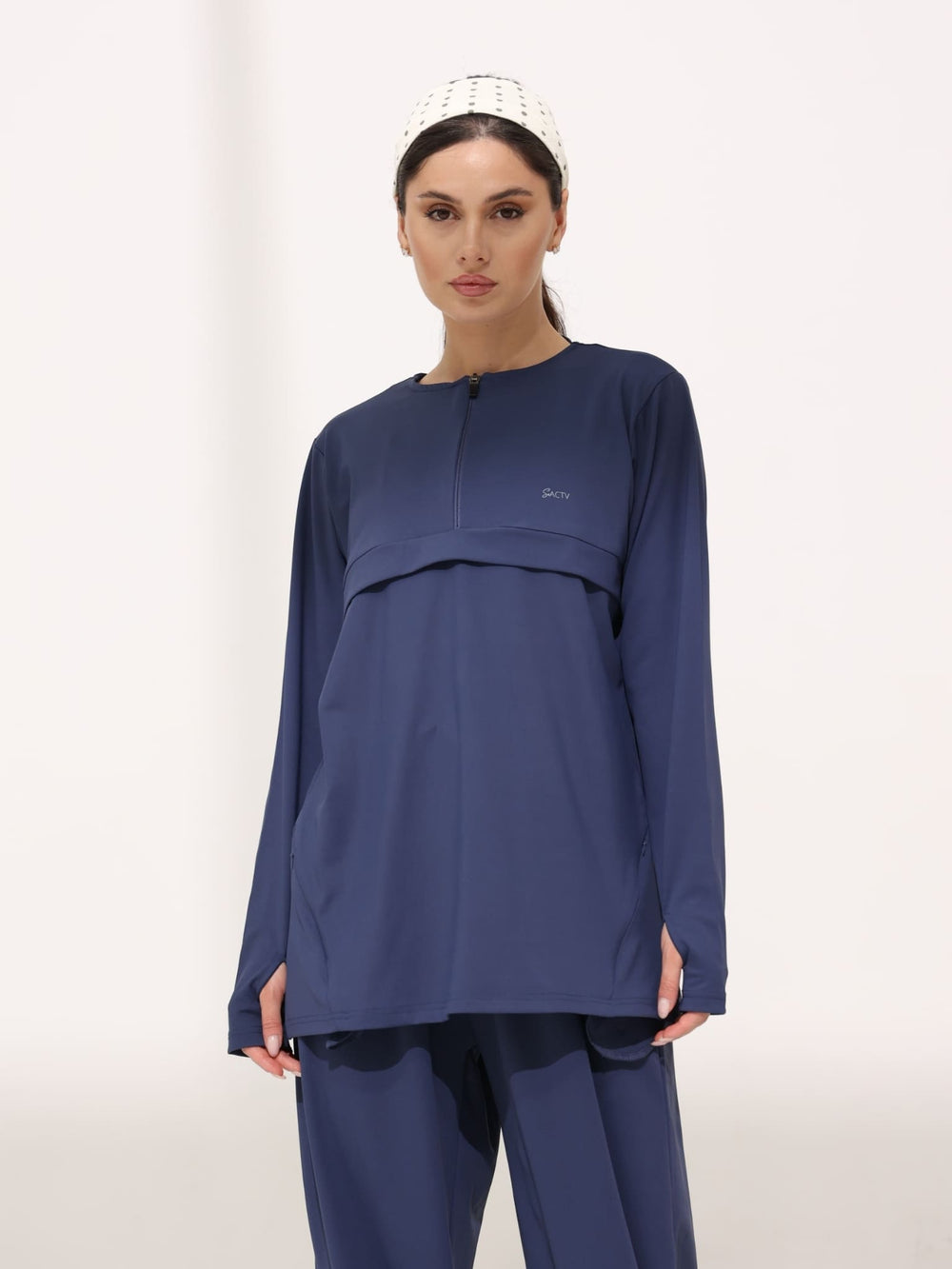 Onyx Blue Active Zipper Flap Shirt