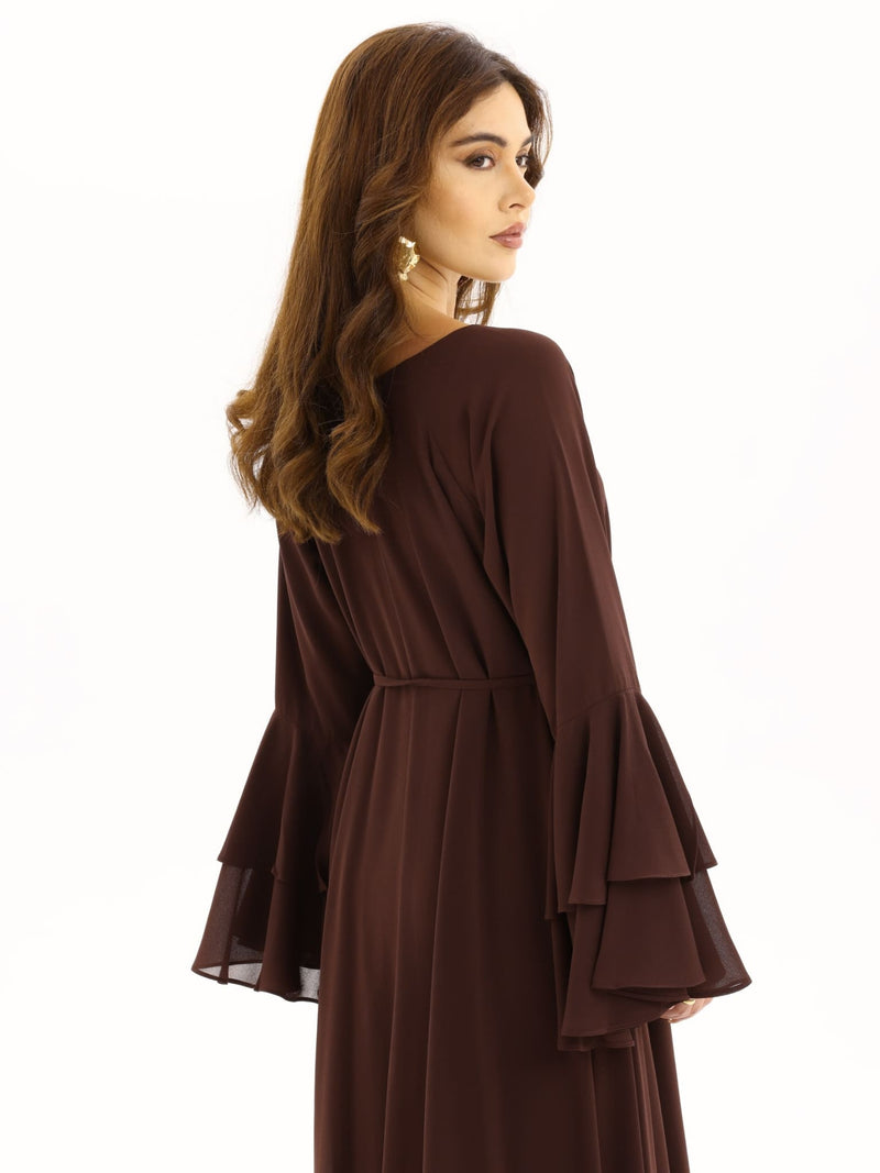 Anna Brown Chiffon Long Dress