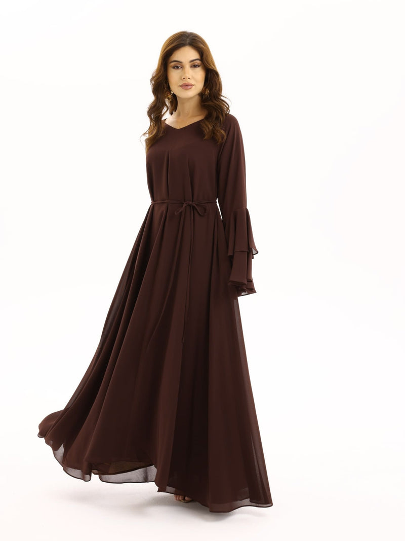 Anna Brown Chiffon Long Dress