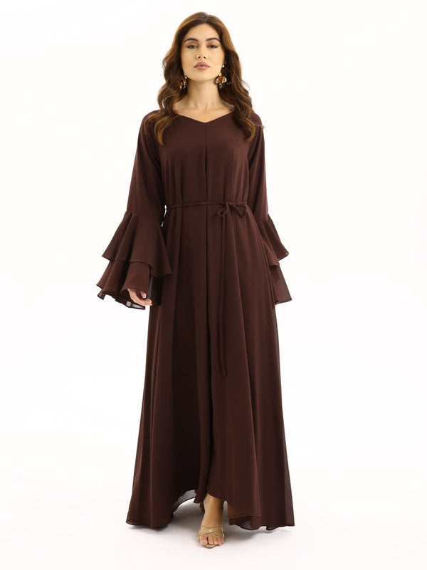 Anna Brown Chiffon Long Dress