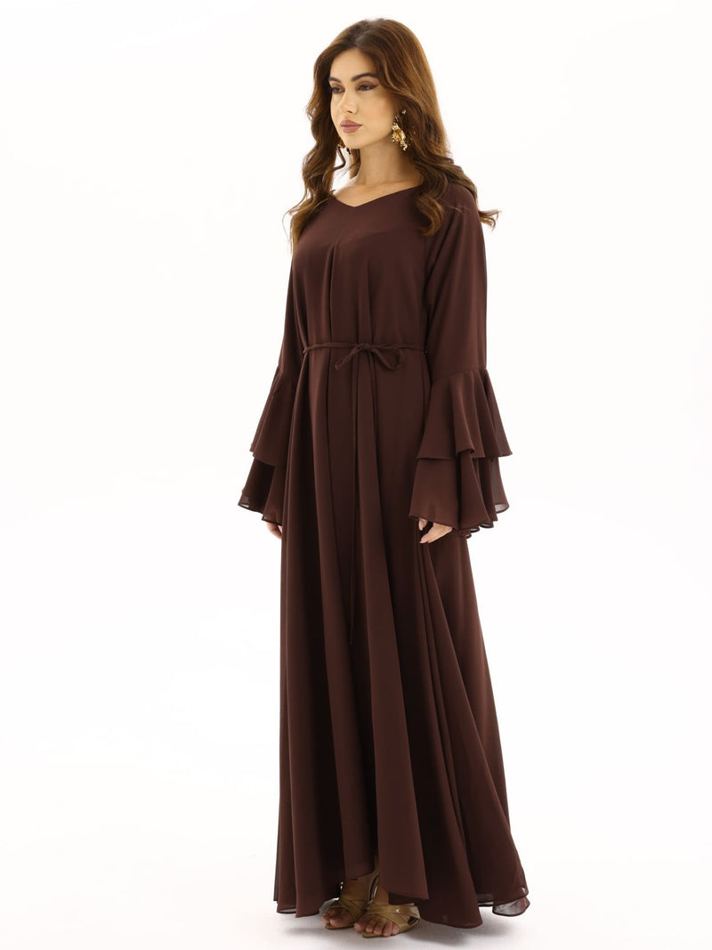 Anna Brown Chiffon Long Dress