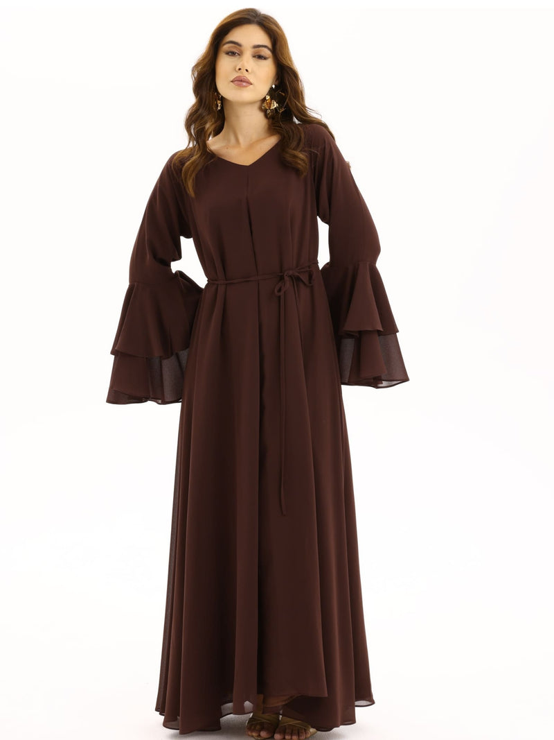 Anna Brown Chiffon Long Dress