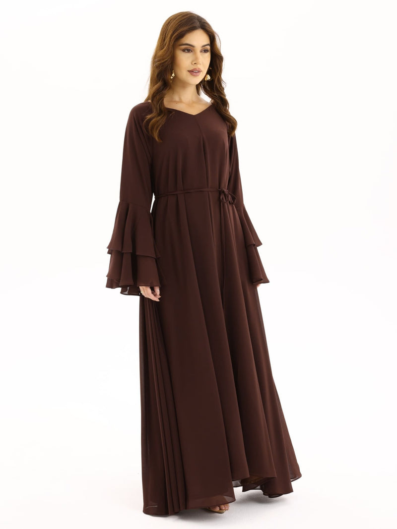 Anna Brown Chiffon Long Dress