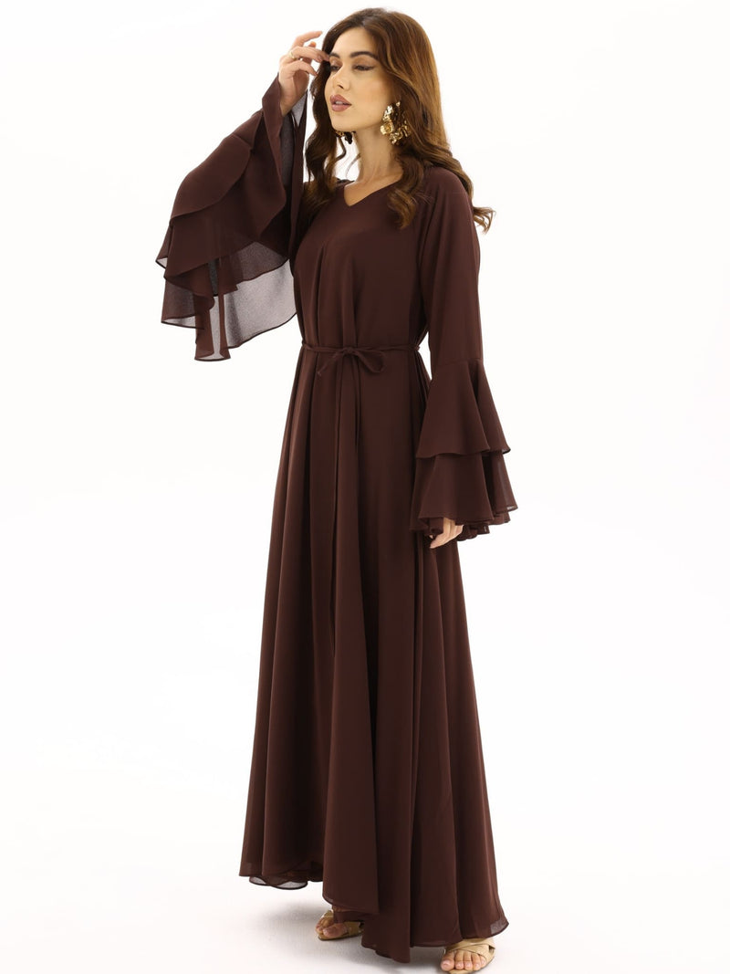 Anna Brown Chiffon Long Dress