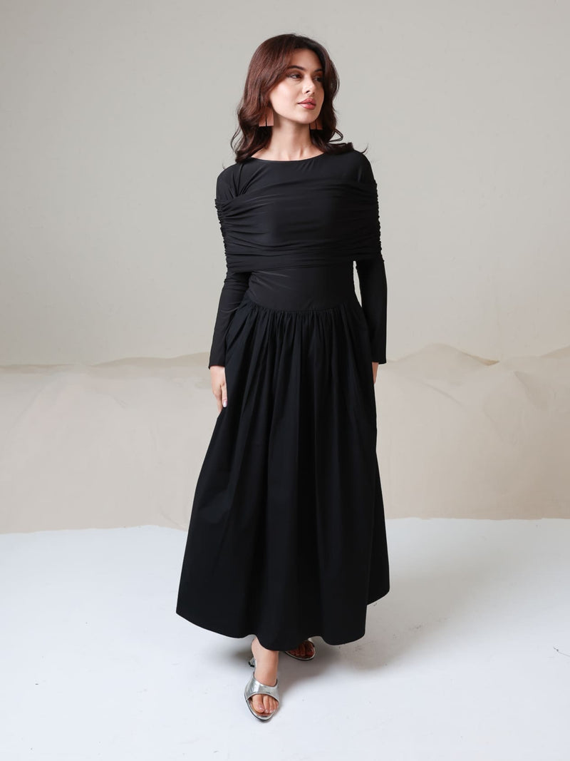 Nemy Black Jersey Cotton Dress
