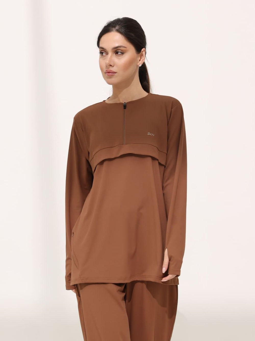 Onyx Brown Active Zipper Flap Shirt