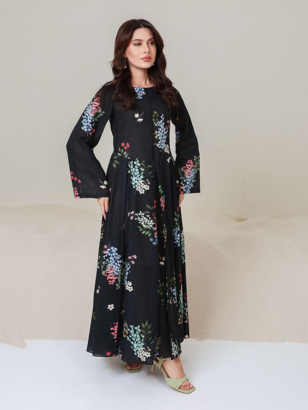 Arisia Black Printed Panel Dress