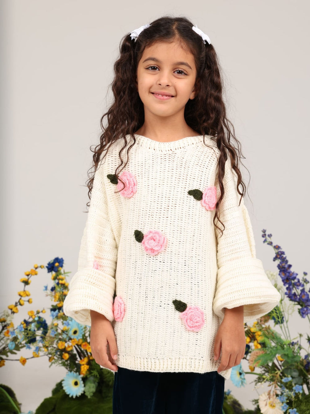 Mini Rosey Hand Knitted Sweater For Girls