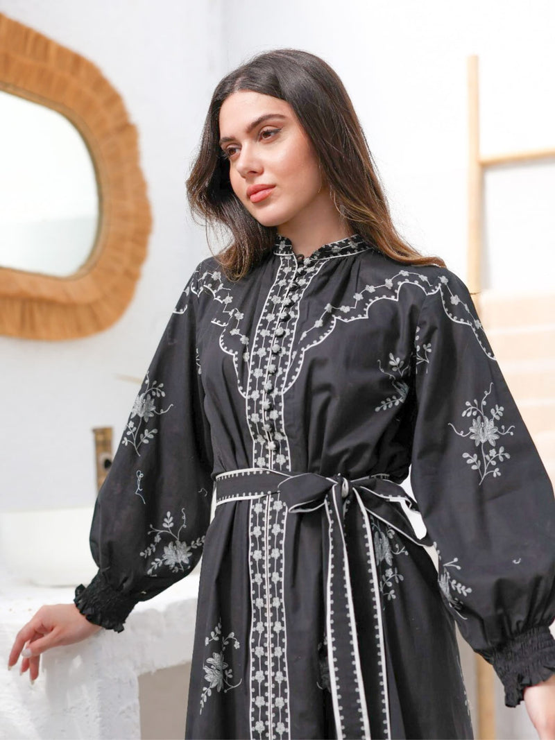 Megara Black Cotton Dress