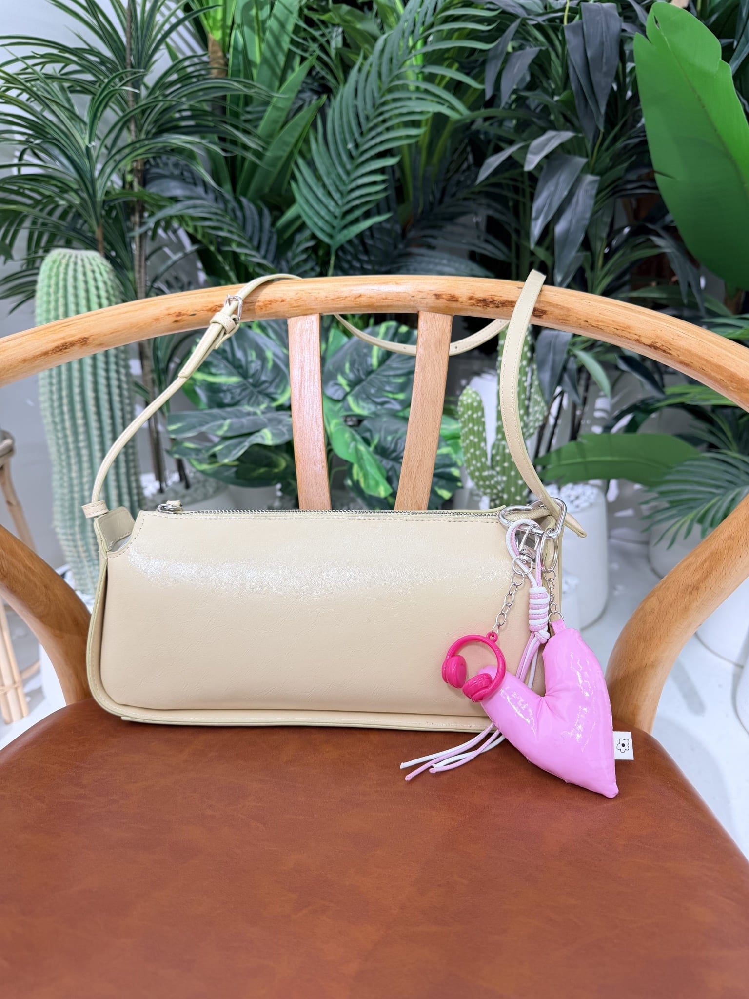 Heart Headphones Pink Bag Charm