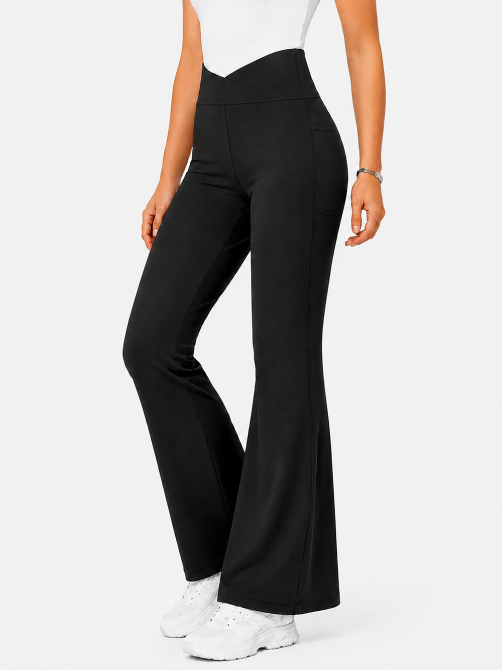 Aiko Black Active Bell Bottom Pants