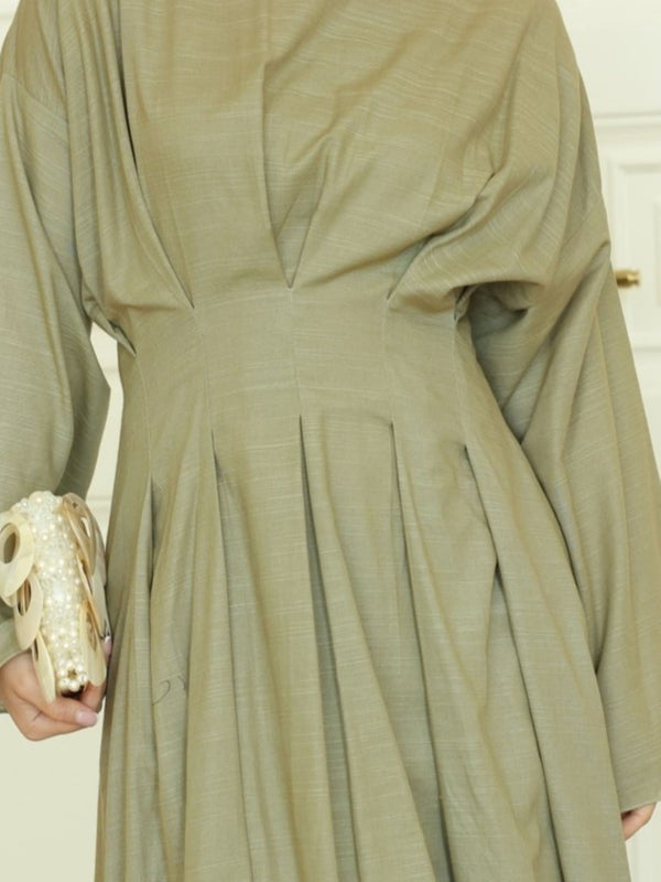 Cyinth Pleated Olive Dress