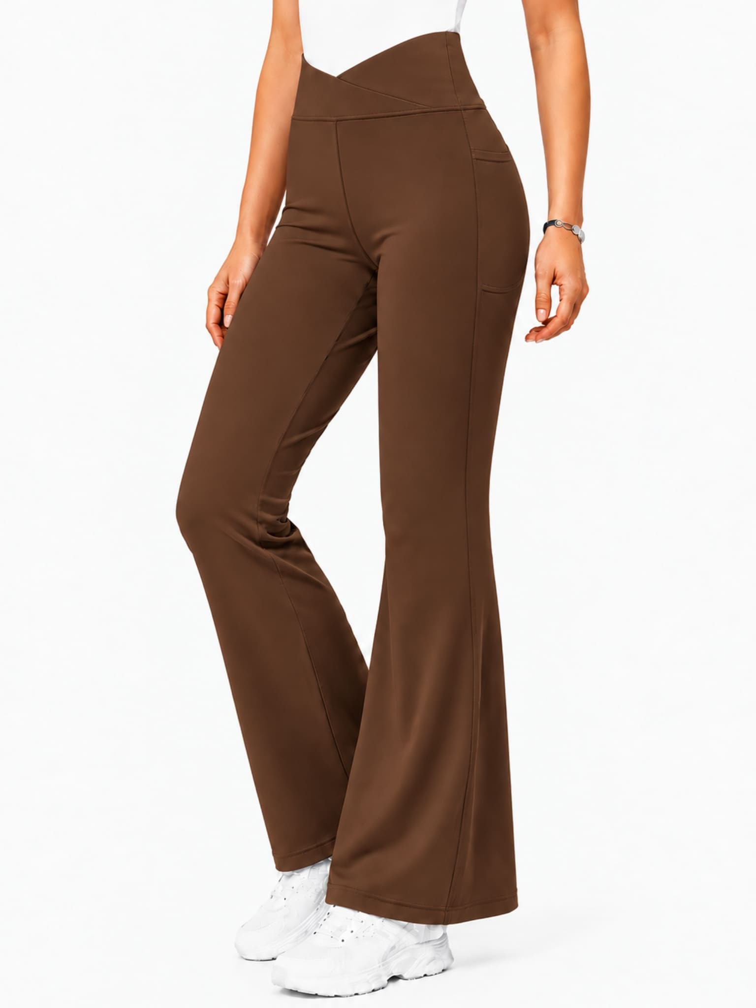 Aiko Brown Active Bell Bottom Pants