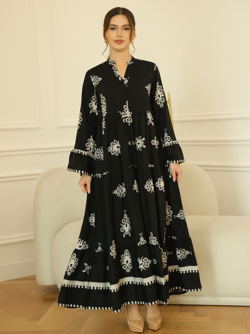 Morvina Black Long Dress