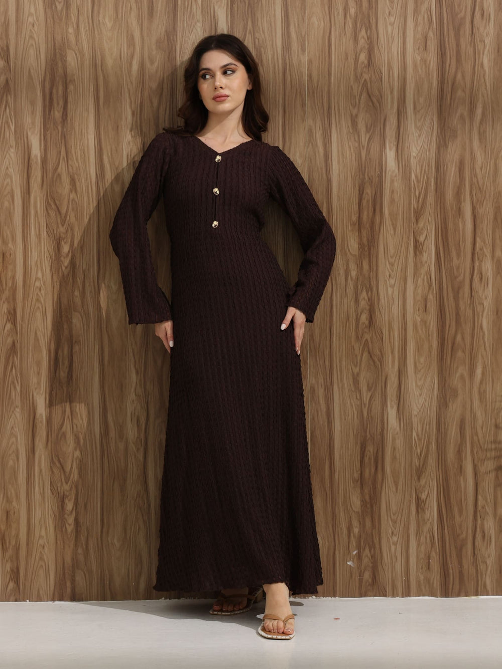 Clayra Knit Panel Long Dress