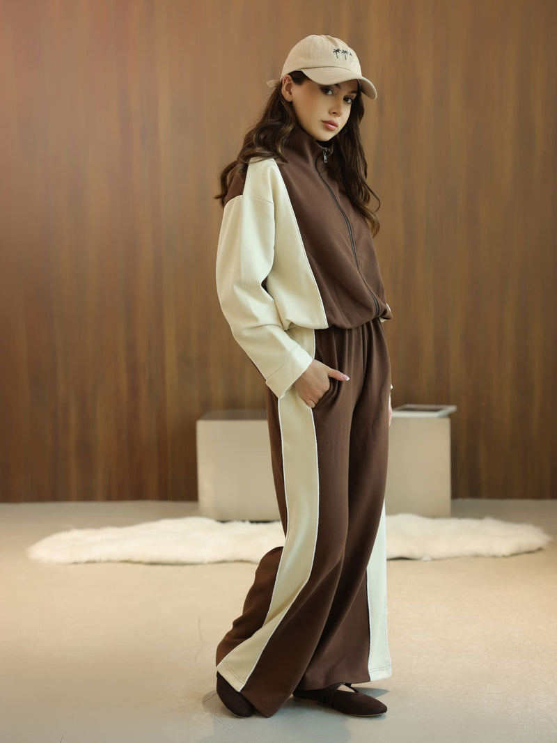 Signora Brown And Cream Softstreme Pull Over Sweat Shirt