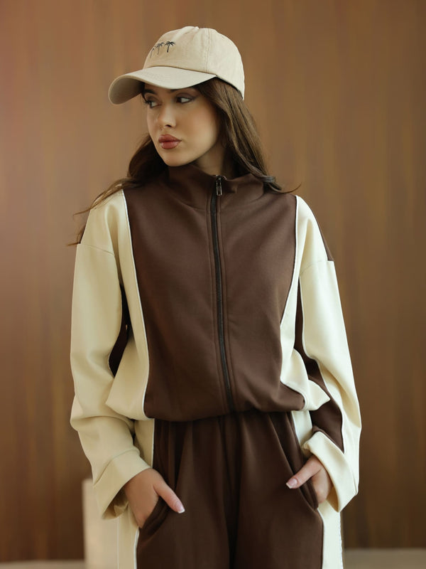 Signora Brown And Cream Softstreme Pull Over Sweat Shirt
