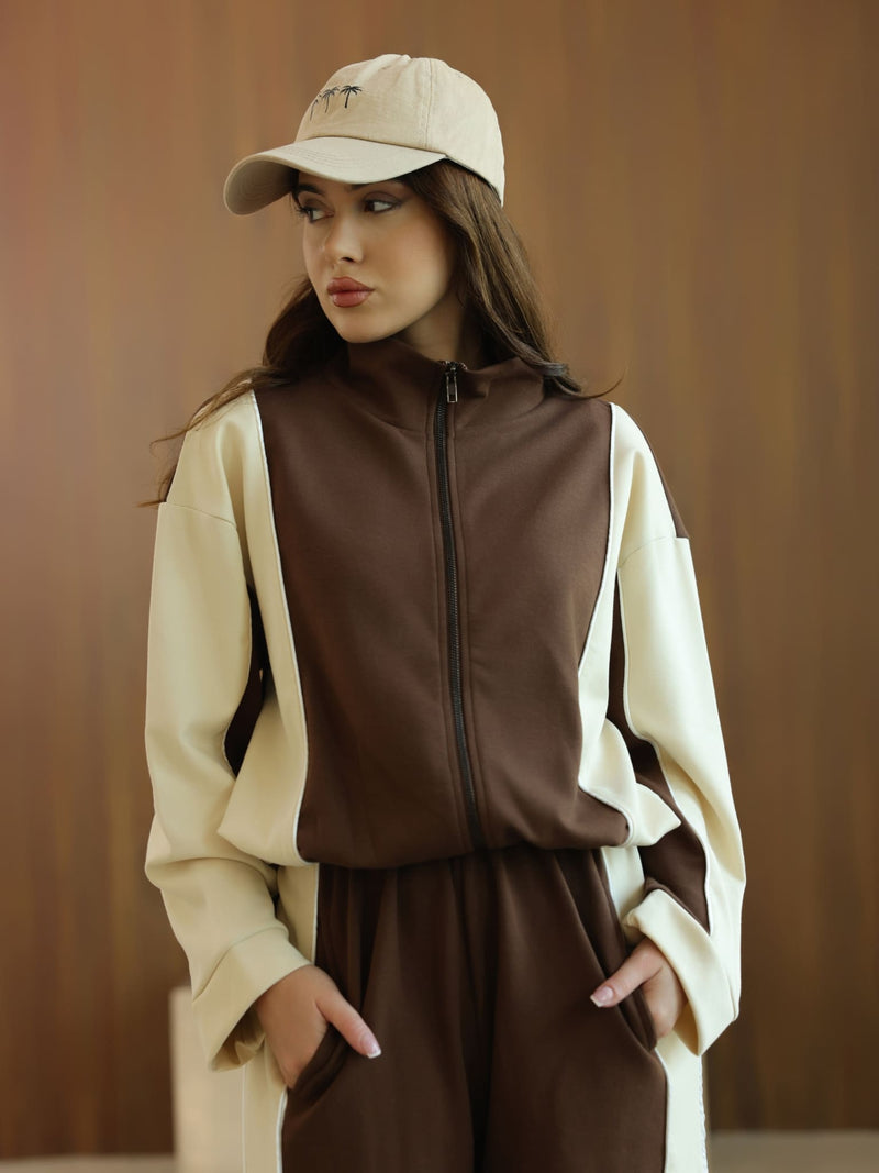 Signora Brown And Cream Softstreme Pull Over Sweat Shirt