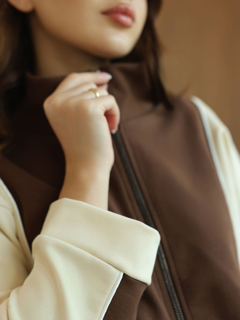 Signora Brown And Cream Softstreme Pull Over Sweat Shirt