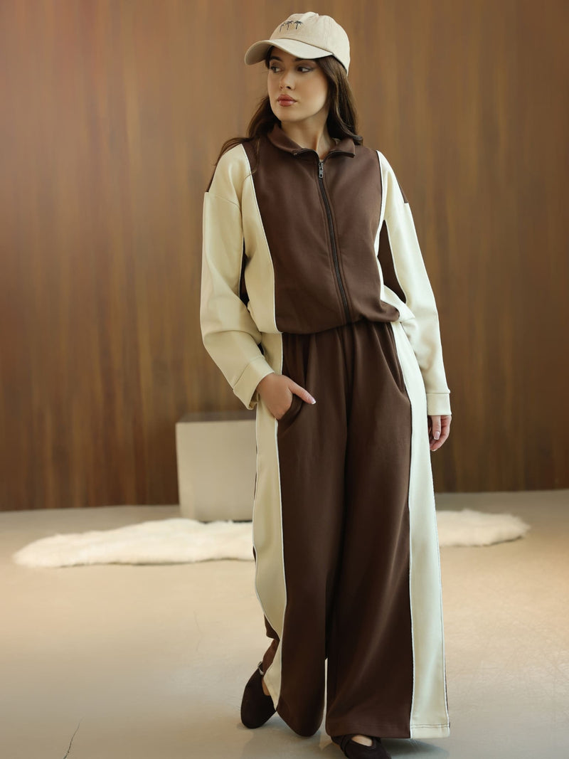 Signora Brown And Cream Softstreme Pull Over Sweat Shirt