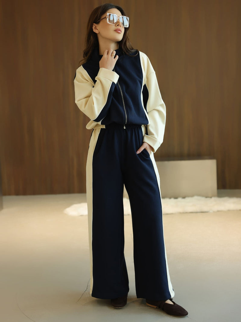 Signora Blue And Cream Softstreme Pull Over Sweat Shirt
